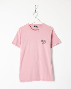 Vintage 00s Cotton Plain Pink Stussy Don't Scratch T-Shirt - Small