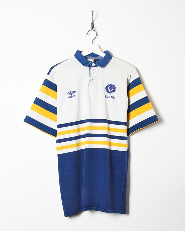 Navy Umbro 80s Scotland Polo Shirt - Medium