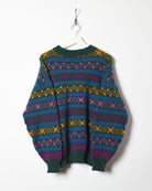 Multi Vintage Patterned Knitted Sweatshirt - Medium