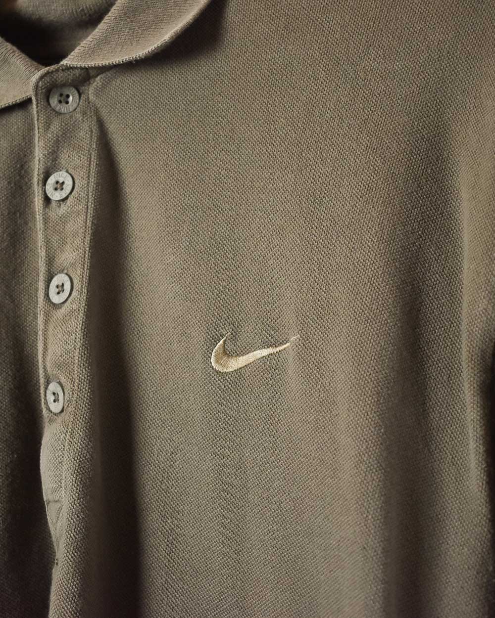 Brown Nike Long Sleeved Polo Shirt - Medium