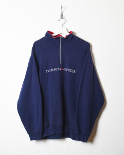 Navy Tommy Hilfiger 1/4 Zip Sweatshirt - Large