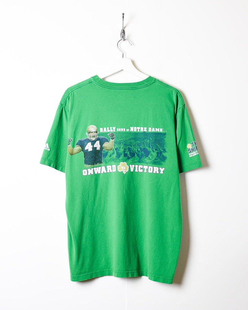 00s Green Fighting Irish Notre Dame Football T-Shirt - Large Domno
