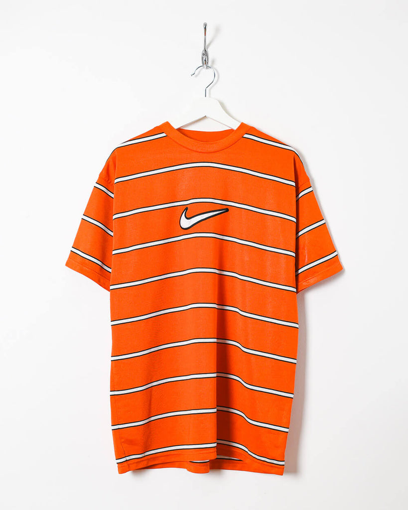 Vintage 90s Polyester Striped Nike T-Shirt Large– Domno Vintage