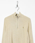 Neutral Polo Ralph Lauren 1/4 Zip Knitted Sweatshirt - Small
