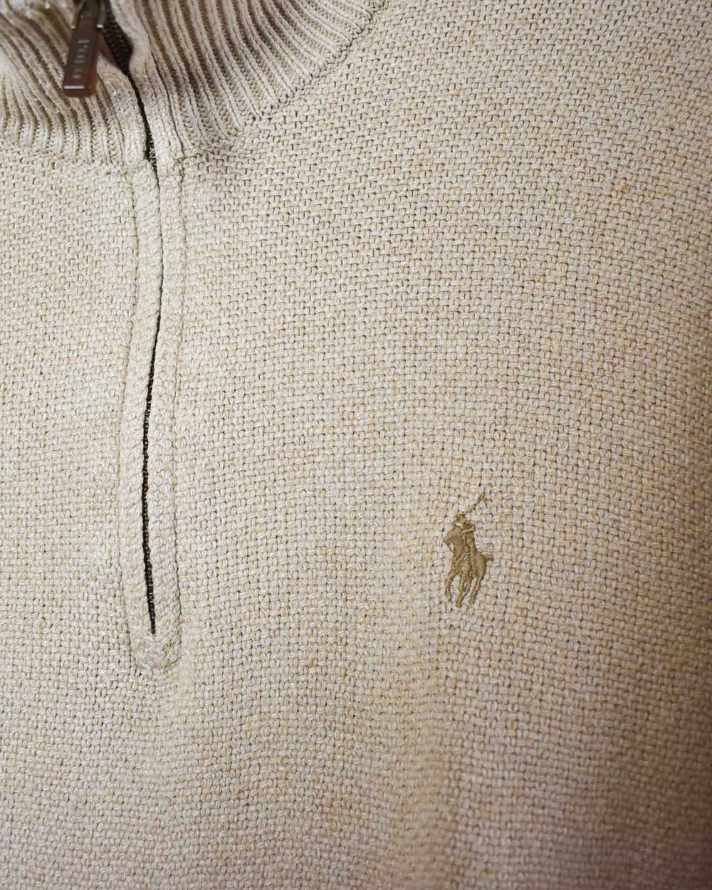 Neutral Polo Ralph Lauren 1/4 Zip Knitted Sweatshirt - Small