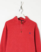 Red Ralph Lauren 1/4 Zip Sweatshirt - Large