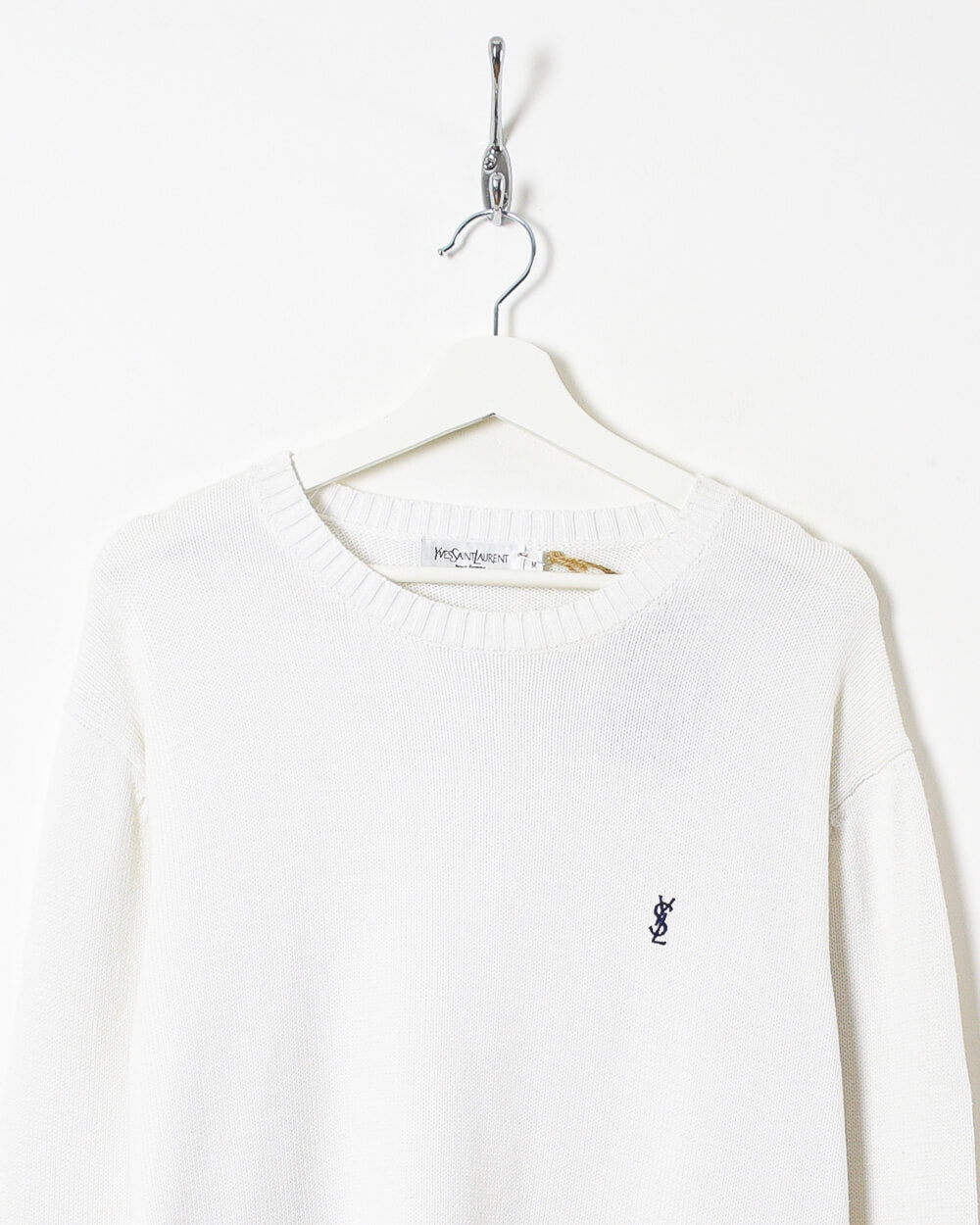 White Yves Saint Laurent Knitted Sweatshirt - Medium