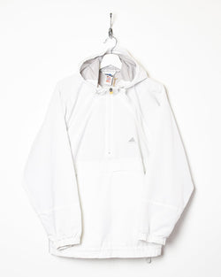 Vintage 90s White Adidas 1/4 Zip Windbreaker Jacket - Large