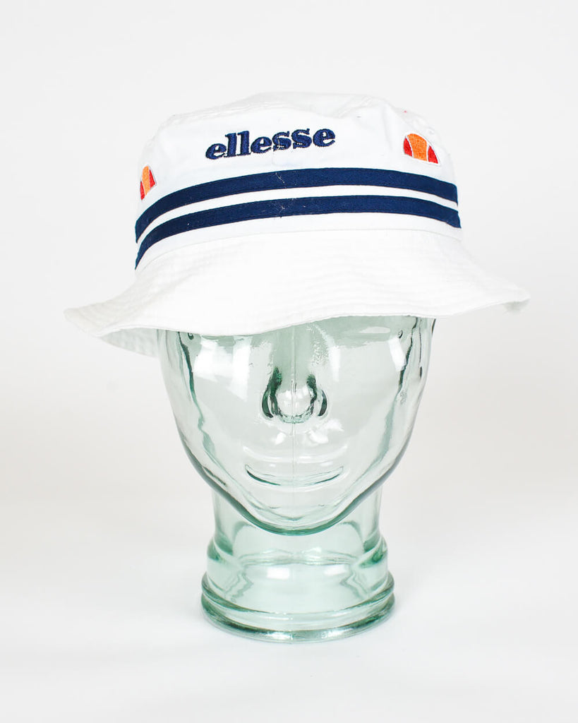 Vintage Ellesse Hat– 90s Cotton Vintage White Domno Bucket