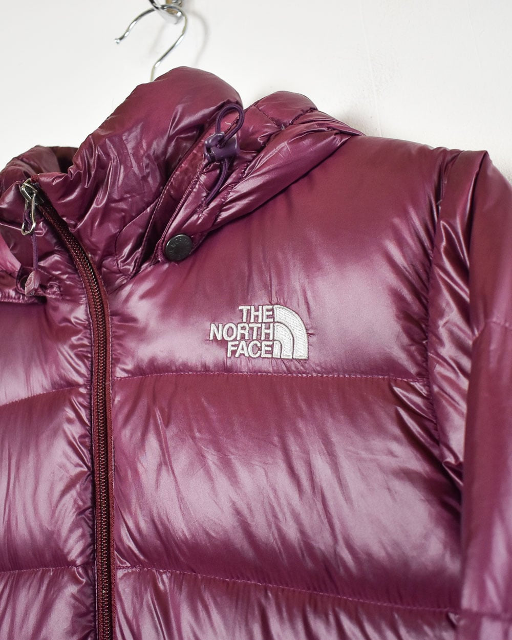 Purple The North Face Hooded Nuptse 700 Down Puffer Jacket - Medium Women's