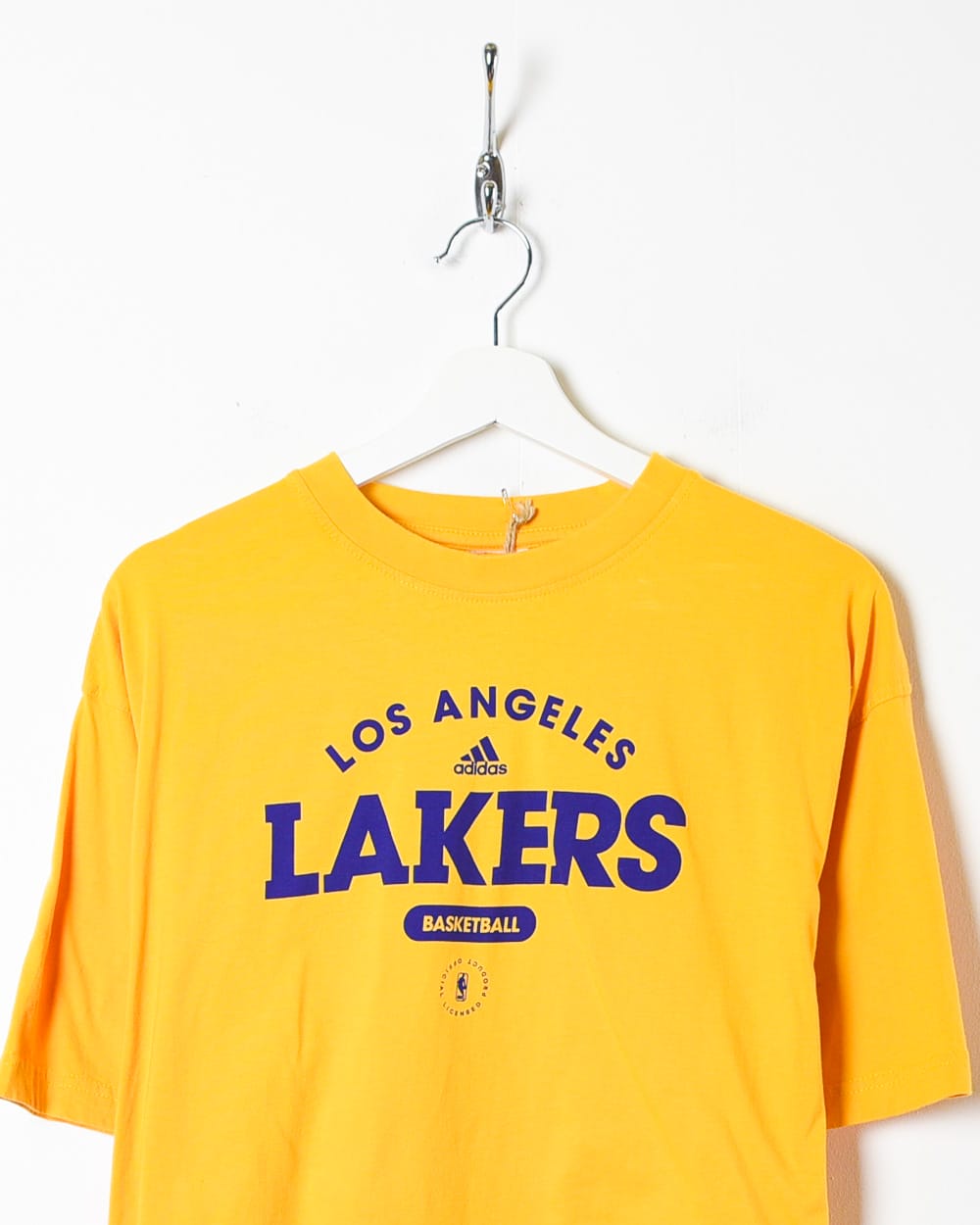 Yellow Adidas Los Angeles Lakers T-Shirt - Large