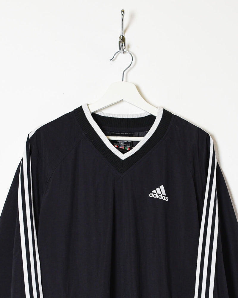 vía Perfecto lino Vintage 90s Nylon Plain Black Adidas Pullover Windbreaker Jacket - Large–  Domno Vintage