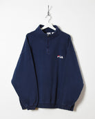 Navy Fila 1/4 Zip Sweatshirt - X-Large