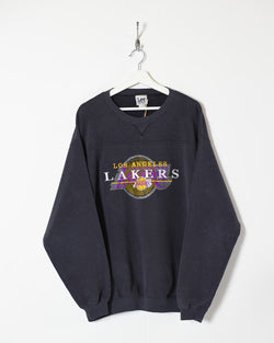 Vintage 90s Lakers Hoodie Long Sleeve Shirt Grey Size L 