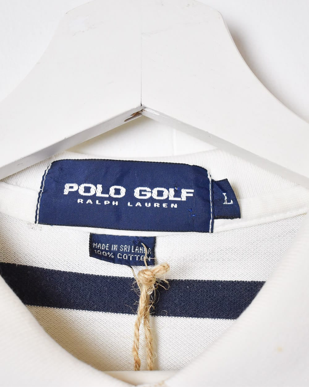 White Polo Golf Ralph Lauren Striped Polo Shirt - Large