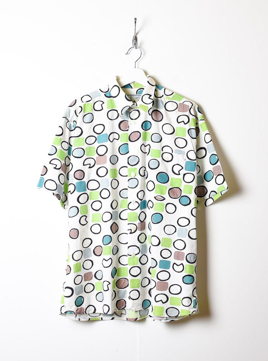 White Shapes All-Over Print Short Sleeved Shirt - Large