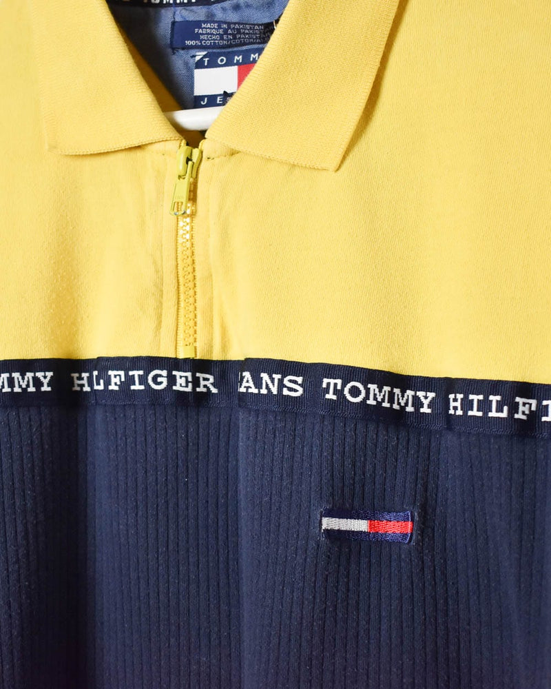 Navy Tommy Hilfiger 1/4 Zip Polo Shirt - Medium