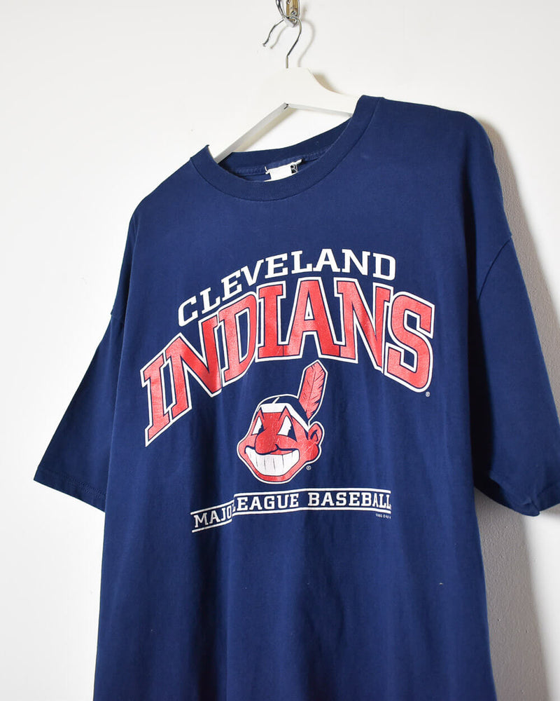 Vintage 90s Cotton Navy MLB Cleveland Indians T-Shirt - X-Large ...