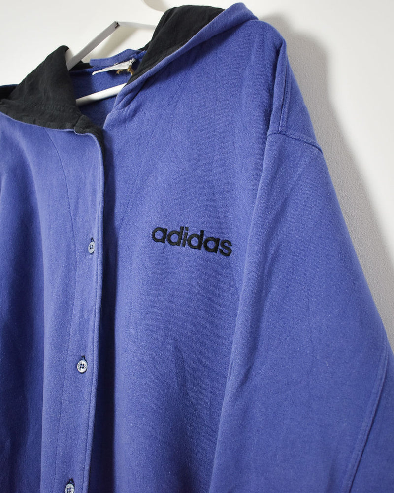 Blue Adidas Button Up Hoodie - Large