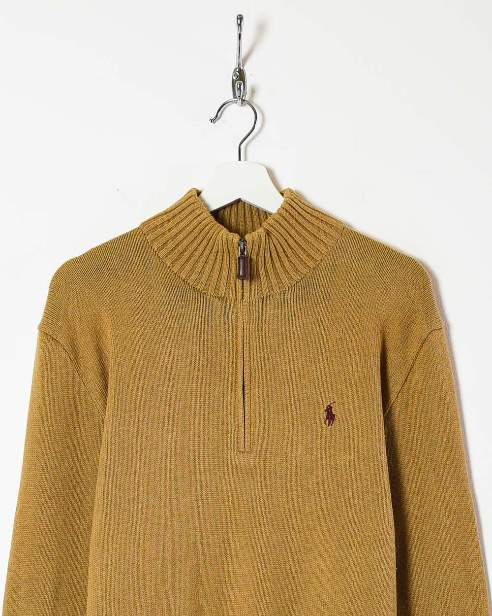 Neutral Ralph Lauren 1/4 Zip Knitted Sweatshirt - Medium