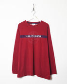 Maroon Tommy Jeans Long Sleeved T-Shirt - Large