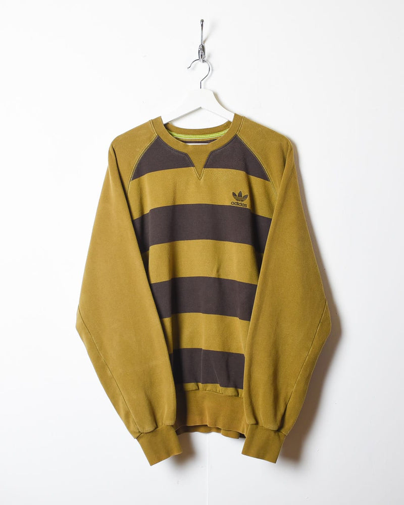 Khaki Adidas Striped Sweatshirt - X-Large