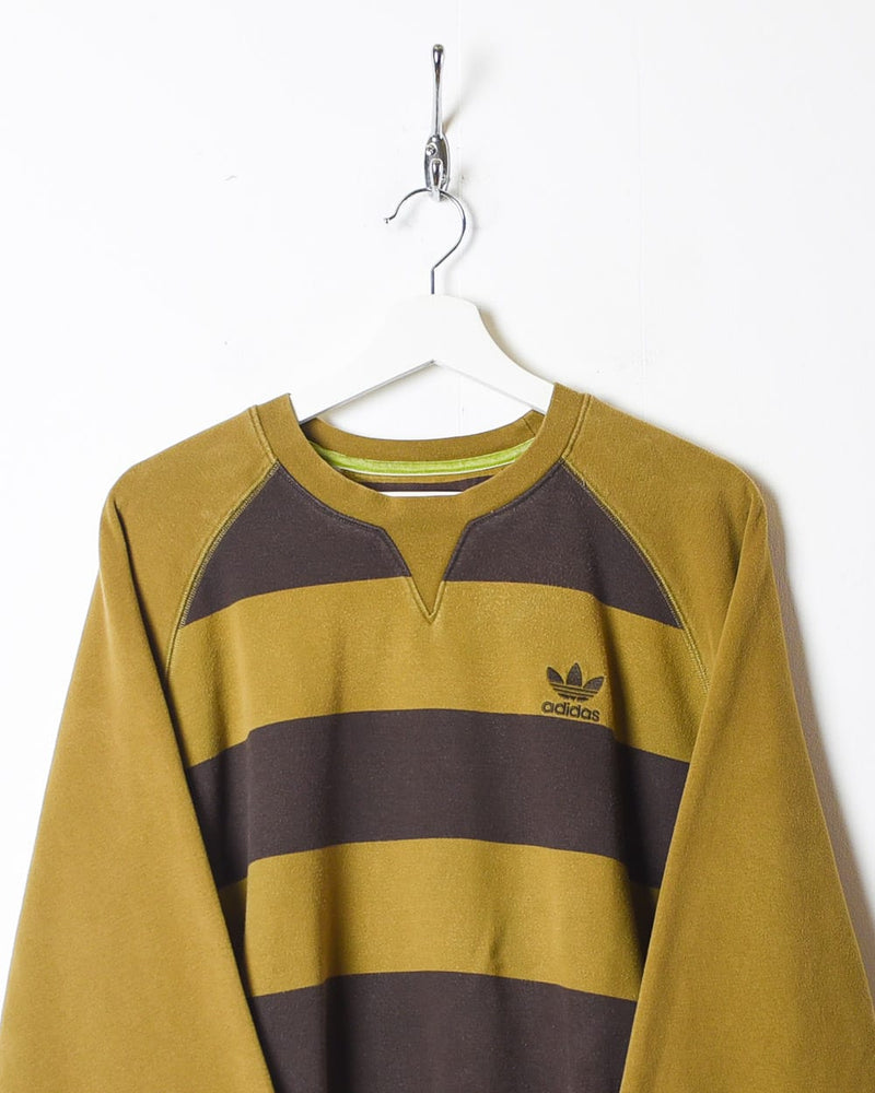 Khaki Adidas Striped Sweatshirt - X-Large