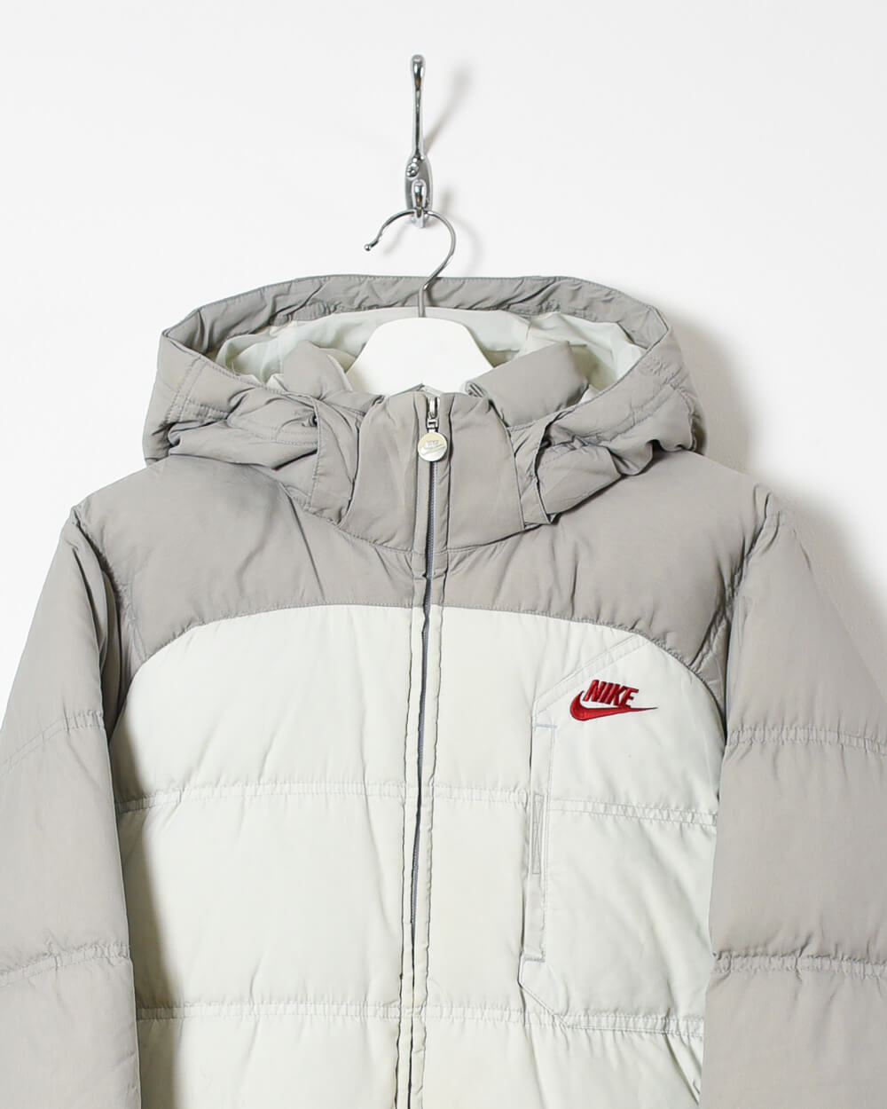 Stone Nike Hooded Puffer Jacket - Large