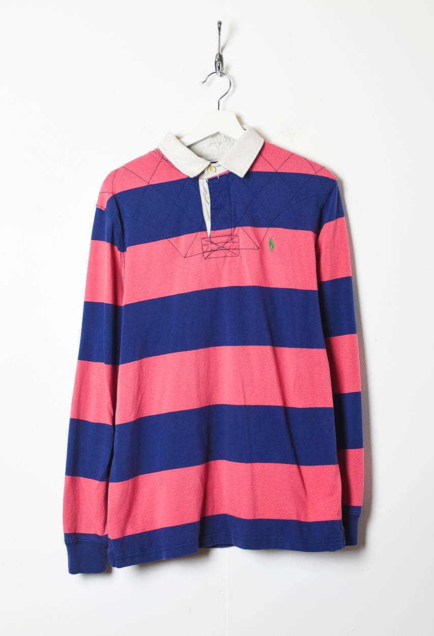Red Polo Ralph Lauren Striped Rugby Shirt - Large