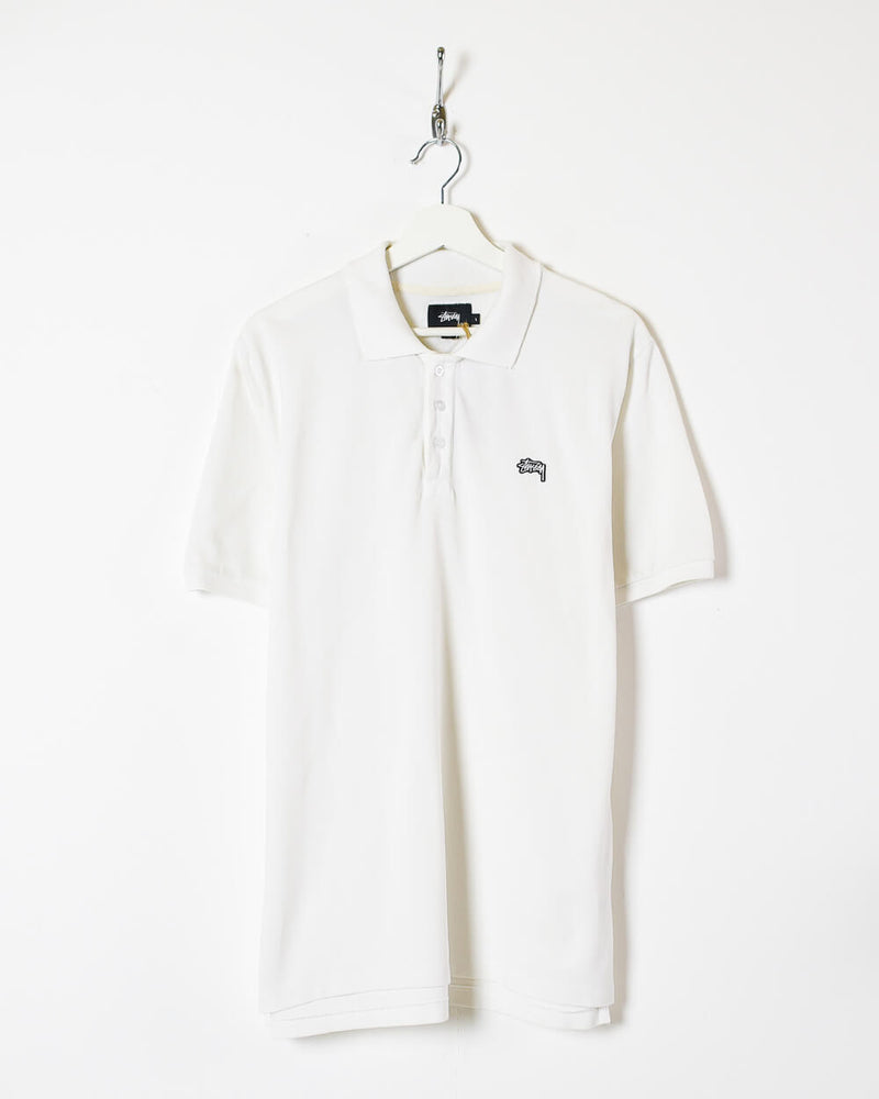 Vintage 00s Cotton Plain White Stussy Polo Shirt - Large– Domno