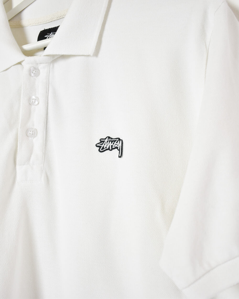 White Stussy Polo Shirt - Large
