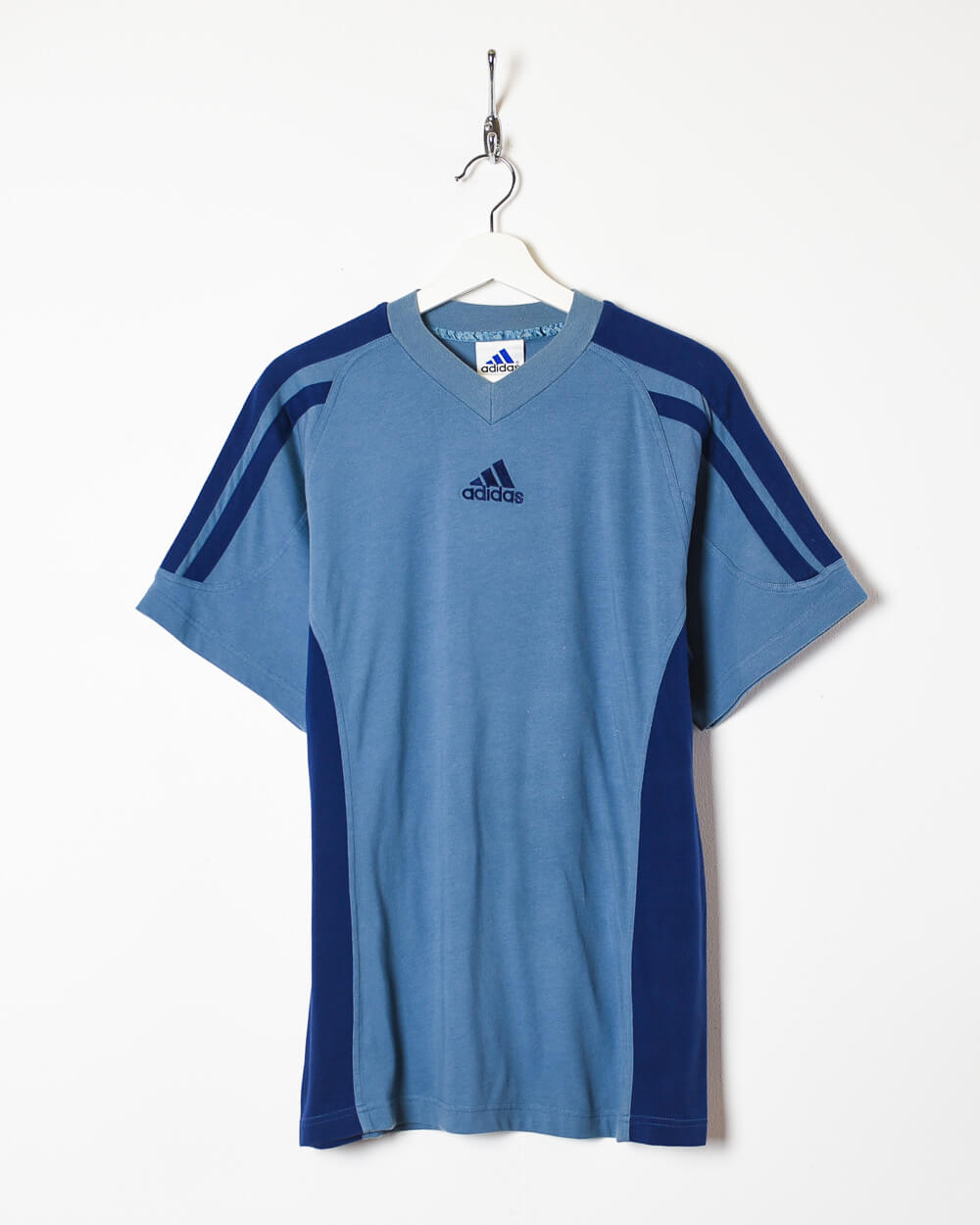 Vintage 70s Cotton Mix Plain Blue Adidas 70s T-Shirt - Medium– Domno Vintage