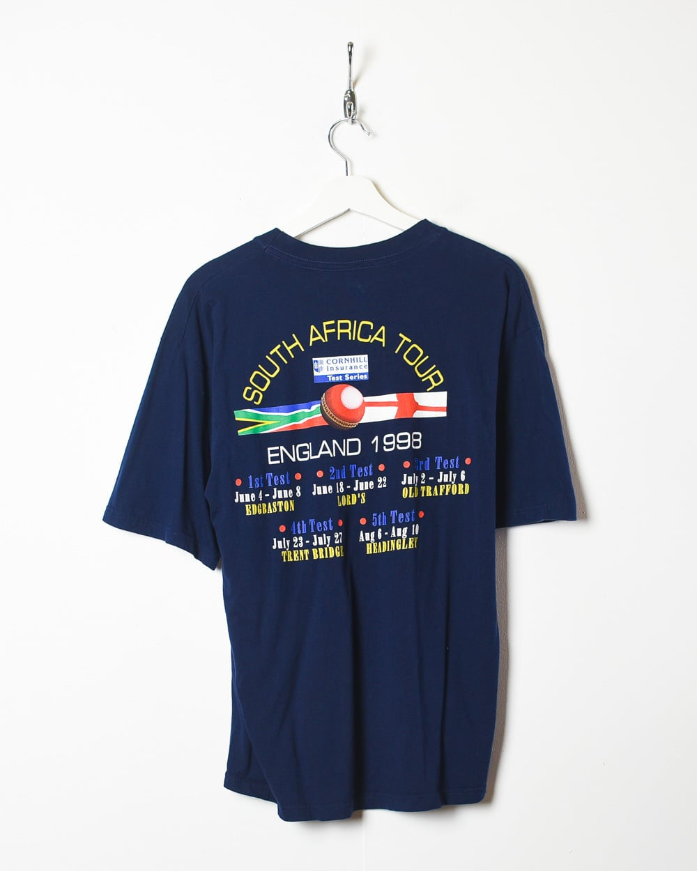 Navy ECB South Africa Tour England 1998 Graphic T-Shirt - Medium