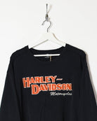 Black Harley Davidson Motorcycles Long Sleeved T-Shirt - XXX-Large