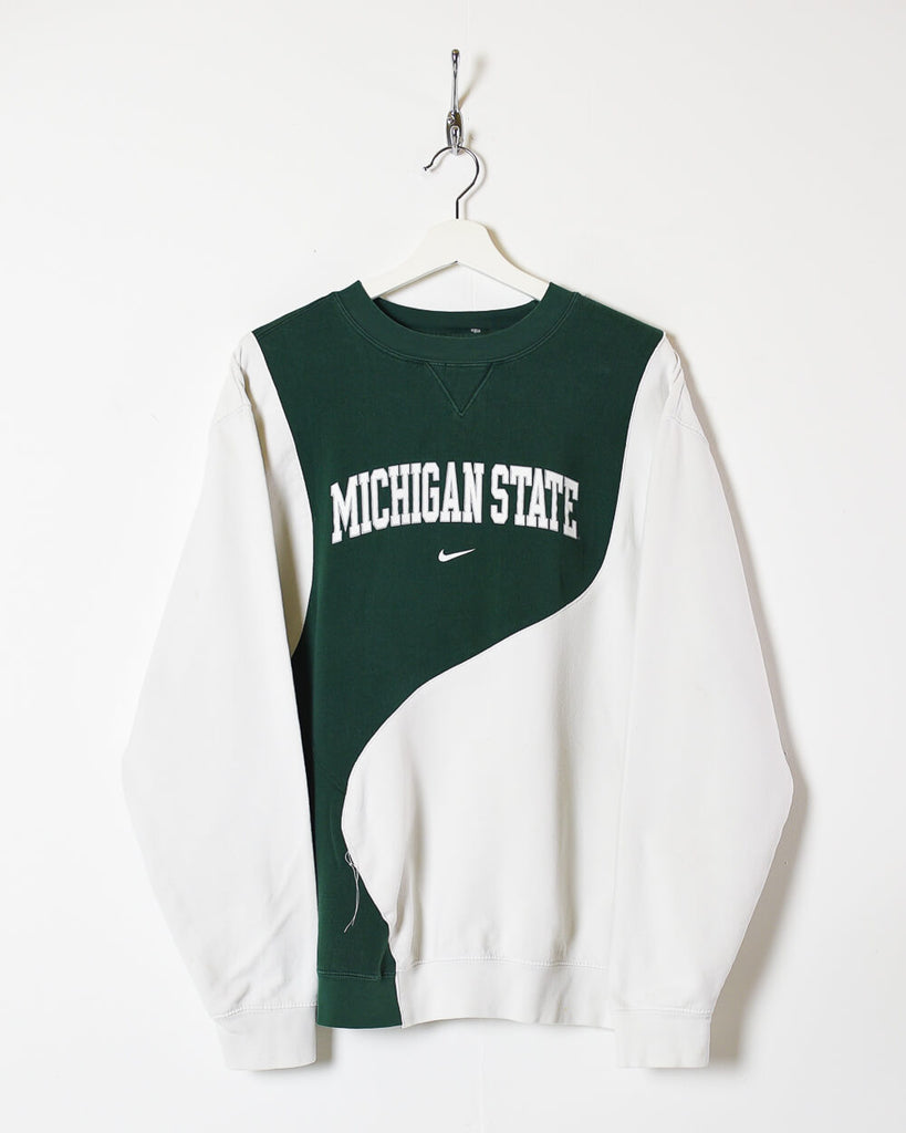 Estimar Evaluación Girar Vintage 90s Cotton Colour-Block Green Nike Rework Michigan State Sweatshirt  - Medium– Domno Vintage