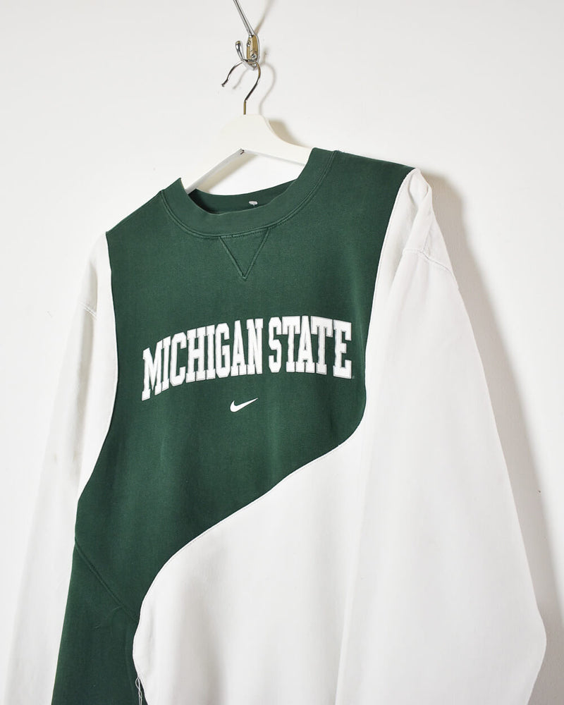 Michigan - Sweatshirt State Medium– Vintage Green Cotton Rework 90s Colour-Block Vintage Nike Domno
