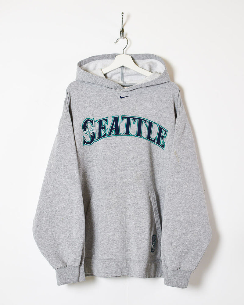 Seattle Mariners Nike BSBL Dri Fit Hoodie Sweatshirt Pullover Pocket Grey  Large