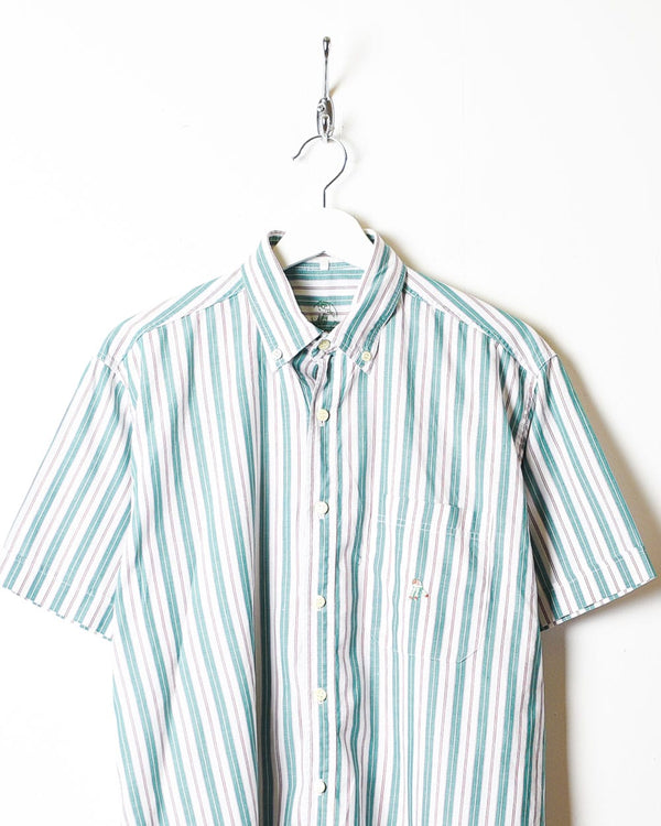 Green Striped Short Sleeved Shirt - Medium