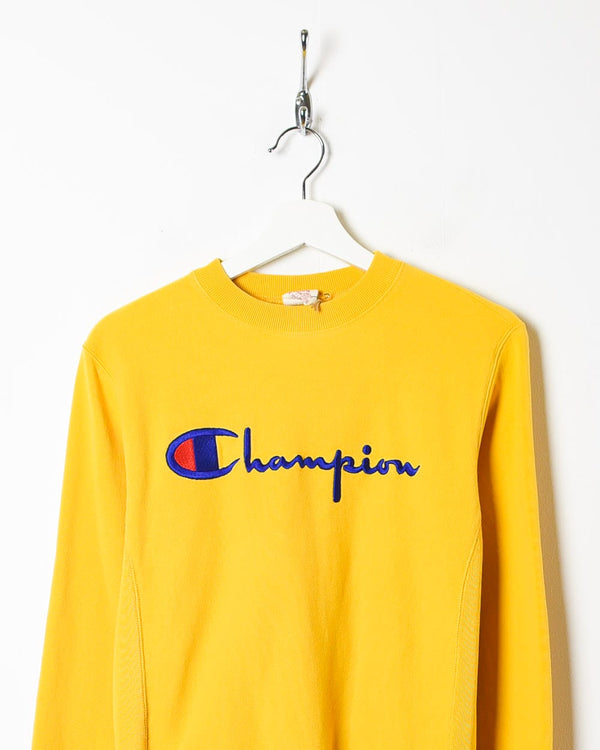 Yellow Champion Reverse Weave Sweatshirt - Small