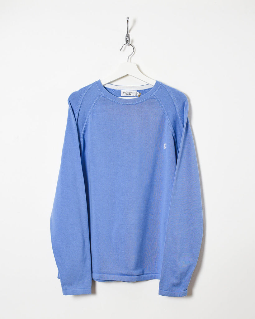 Vintage 00s Cotton Plain Blue Yves Saint Laurent Sweatshirt