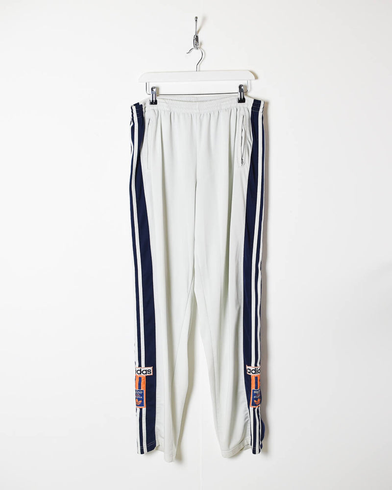 Vintage 90s Polyester Plain White Adidas Tracksuit Bottoms X-Large– Domno Vintage