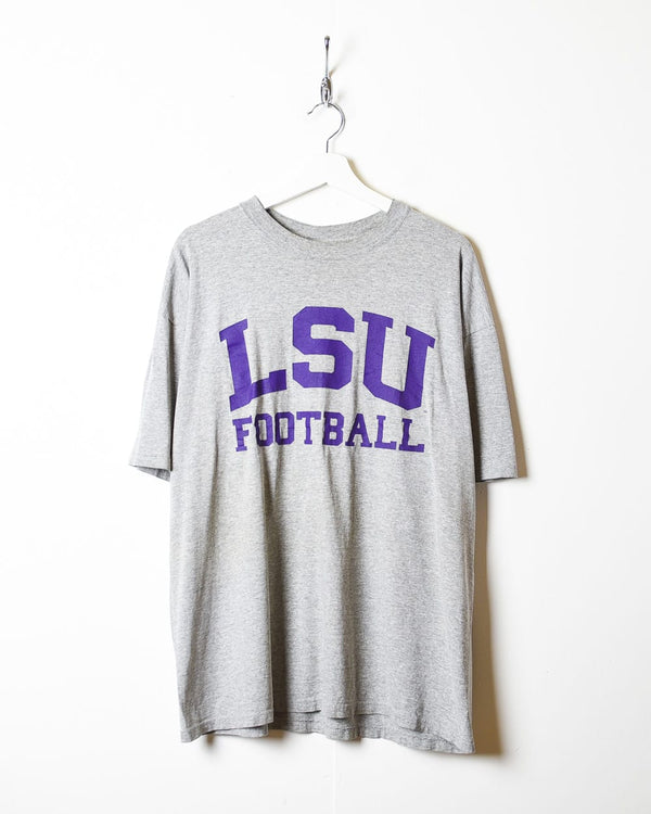 Stone LSU Football Single Stitch T-Shirt - X-Large