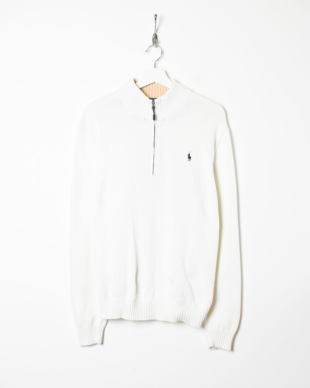 White Polo Ralph Lauren 1/4 Zip Sweatshirt - Large