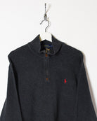 Grey Ralph Lauren 1/4 Zip Sweatshirt - Large