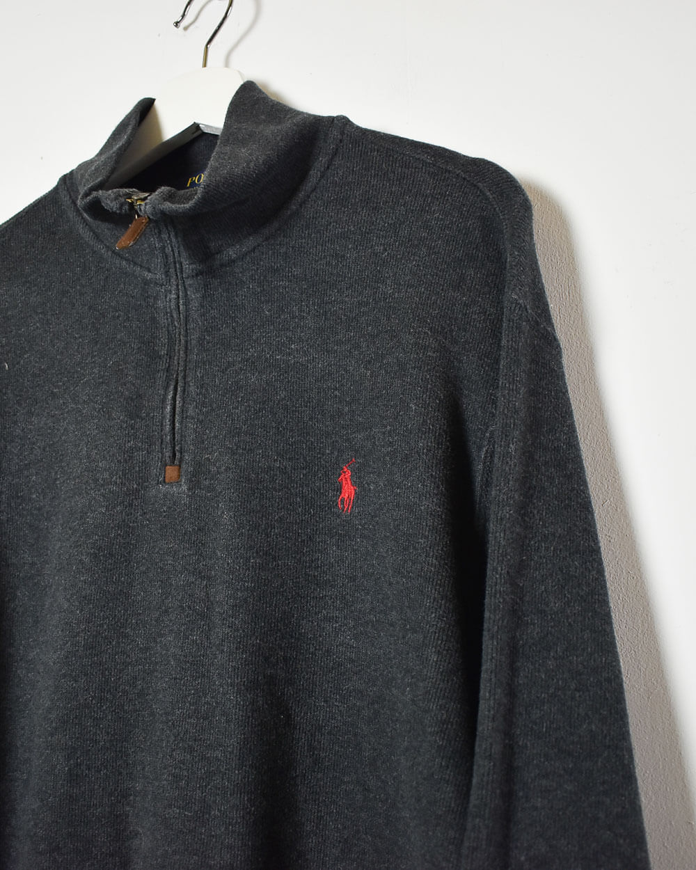 Grey Ralph Lauren 1/4 Zip Sweatshirt - Large