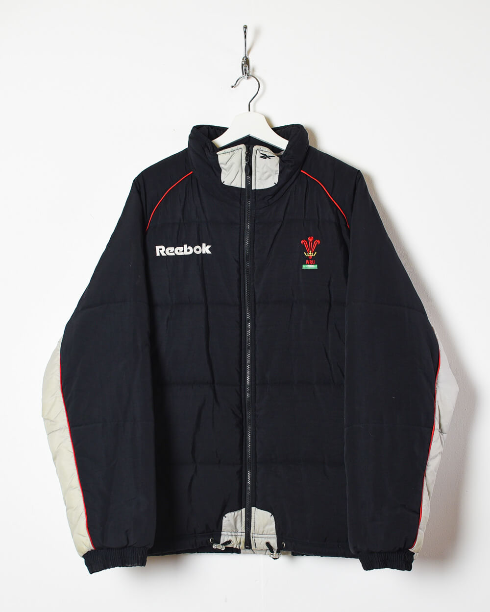 Black Reebok Welsh Rugby Union Puffer Jacket - Large
