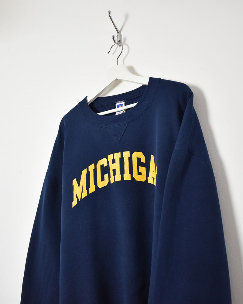 Navy Russell Athletic Michigan Sweatshirt - X-Large