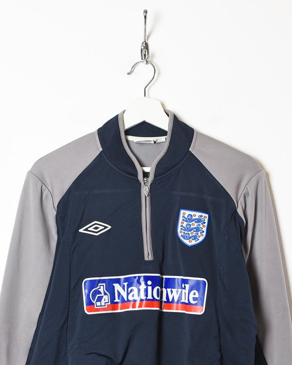 Navy Umbro England National Football Team Warmup 1/4 Zip Sweatshirt - Medium
