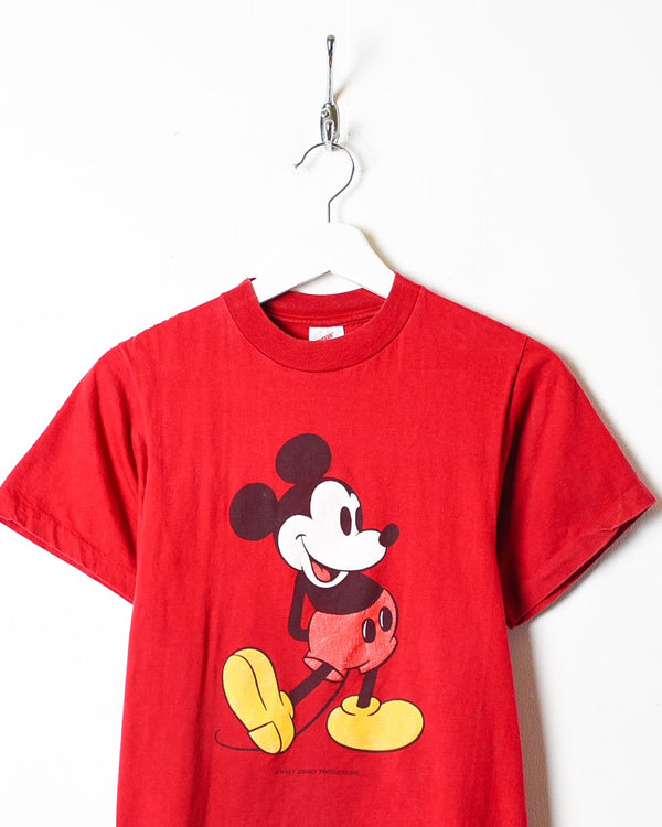 Red Disney Mickey Mouse Single Stitch T-Shirt - Small Women's