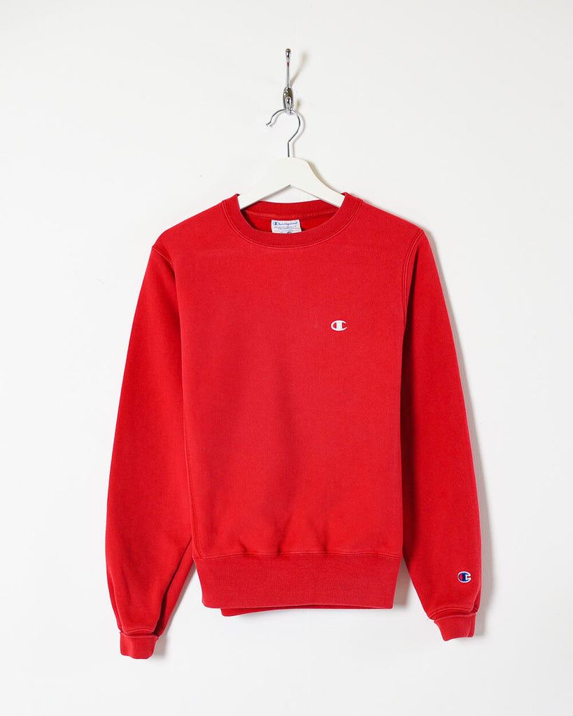 Vintage 90s Cotton Plain Red Champion Reverse Weave Sweatshirt - X